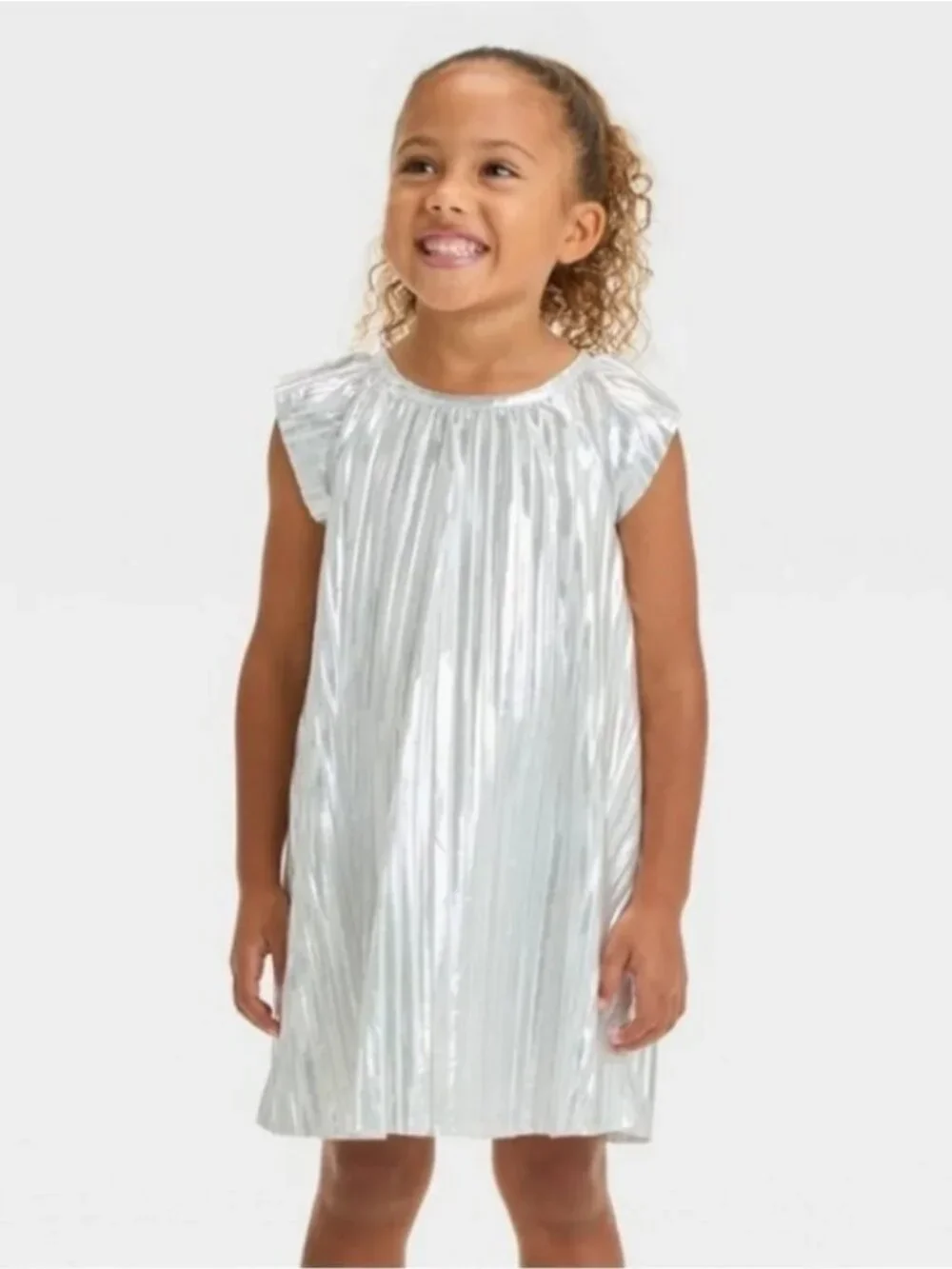 OshKosh B'gosh Silver Pleated Party Holiday Dress